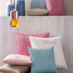 Blumarine - Note Blu - Cushion with logo in crystals 42x42 cm